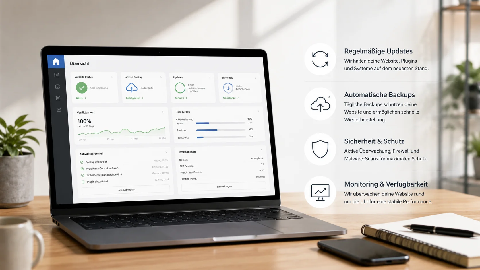Hosting und Website-Wartung als laufende Betreuung für ein lokales Unternehmen