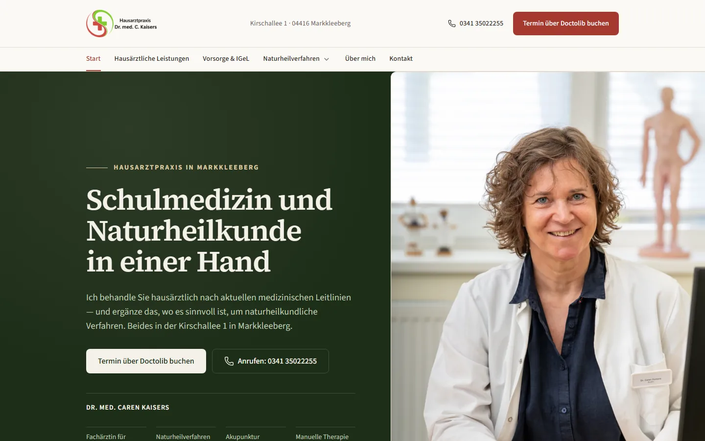 Startseite von Hausarztpraxis Dr. Kaisers als Webdesign-Referenz