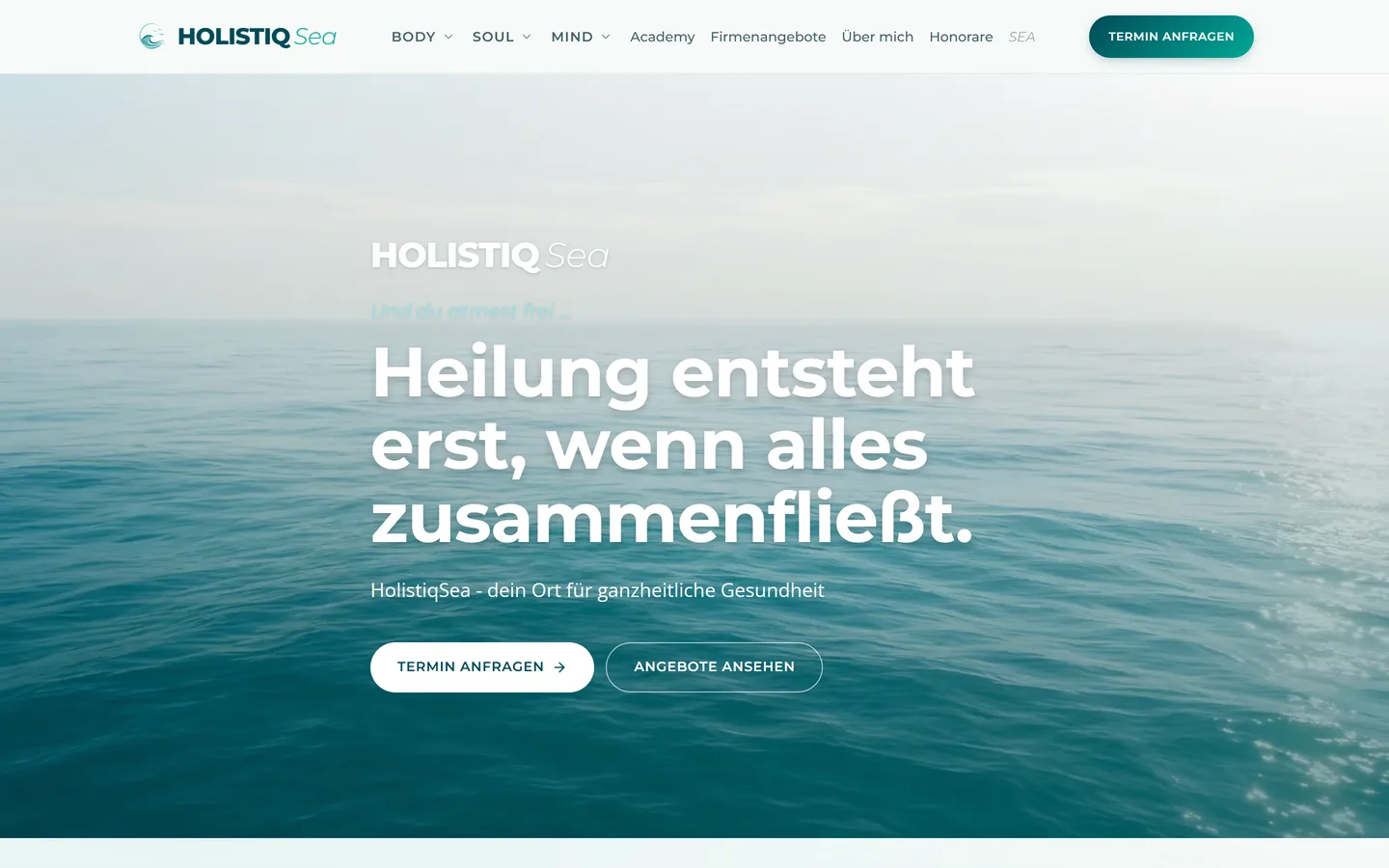 Startseite von holistiq-sea.de als Webdesign-Referenz